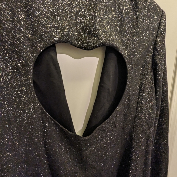 Material Girl The Closet Limited Edition Heart Cut Out Black Glittery Blazer L - Picture 2 of 9